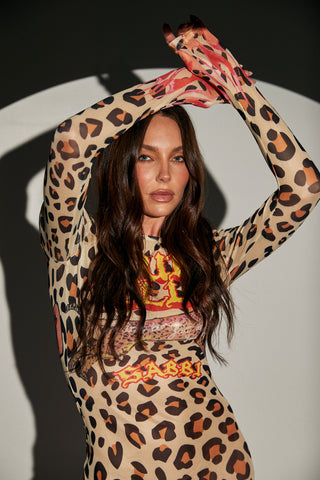 The Run Club Mesh Dress - Leopard Flames
