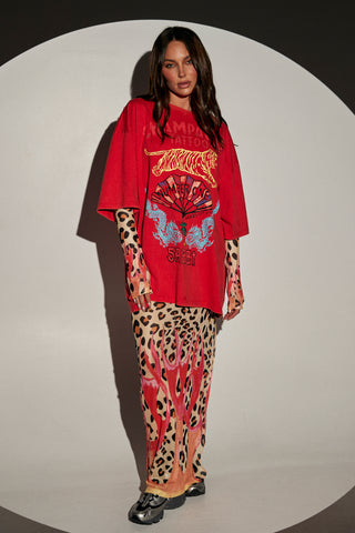 The Very Oversized Champagne Tattoo Tee - Red