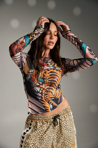 The Got Ink Mesh Long Sleeve Top