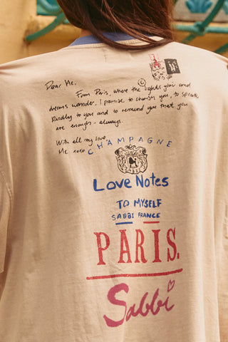 The Very Oversized Paris Love Notes Tee - Cream