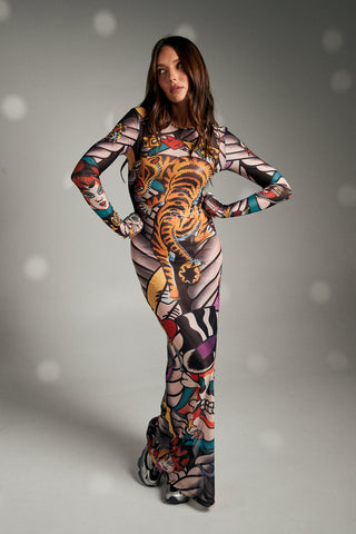 The Got Ink Mesh Long Sleeve Dress