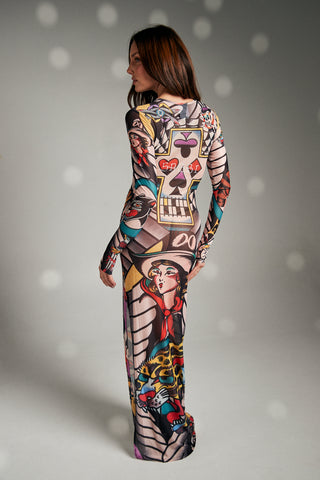 The Got Ink Mesh Long Sleeve Dress