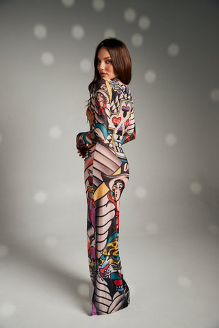 The Got Ink Mesh Long Sleeve Dress