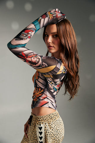 The Got Ink Mesh Long Sleeve Top