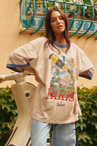 The Very Oversized Paris Love Notes Tee - Cream