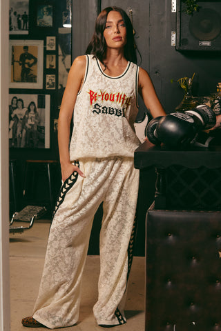 The Raving Hearts Lace Pants - Cream