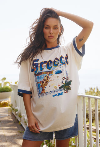 The Very Oversized Greece Love Notes Tee - Snow