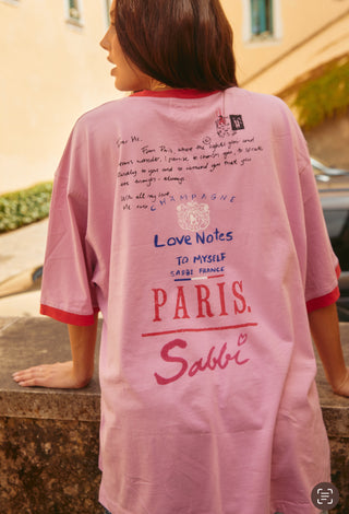 The Very Oversized Paris Love Notes Tee - Pink'