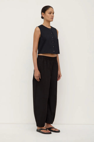 Cherry Button Front Top - Black