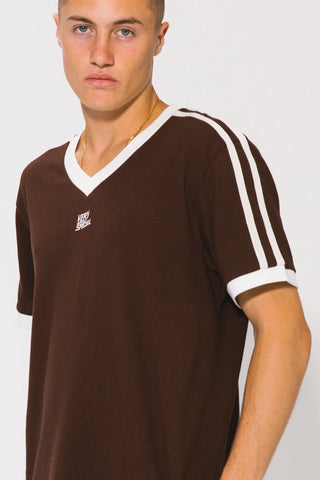 Classic Mesh Stripe Tee - Mocha