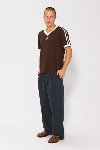 Classic Mesh Stripe Tee - Mocha