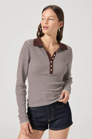 Lady Knit Top - Chocolate stripe