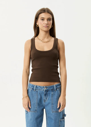Layden Rib Singlet - Coffee