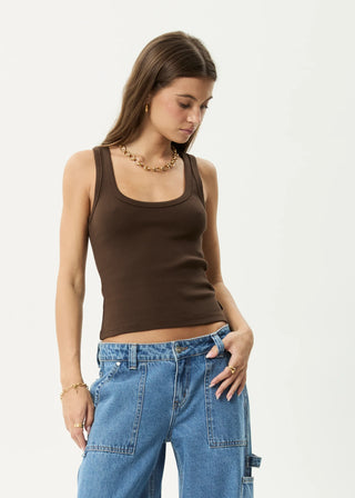 Layden Rib Singlet - Coffee