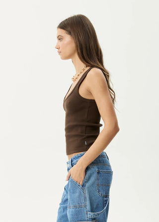 Layden Rib Singlet - Coffee