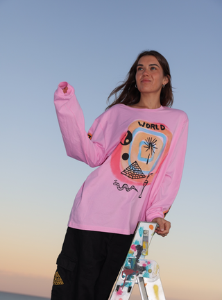 Cosmic World Long Sleeve Tee - Pink