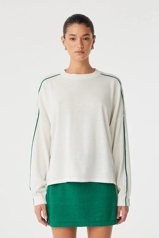 Pippa Long Sleeve - Cream/Palm Green