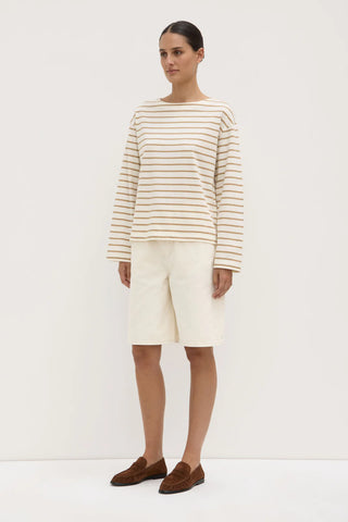 Bonnie Long Sleeve Tee - Tan/Antique White