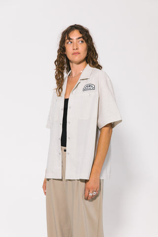 Seersucker Work Shirt - Wheat Stripe