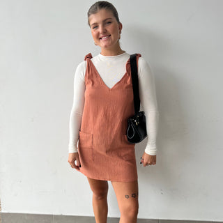 Tie Up Dress - Rust
