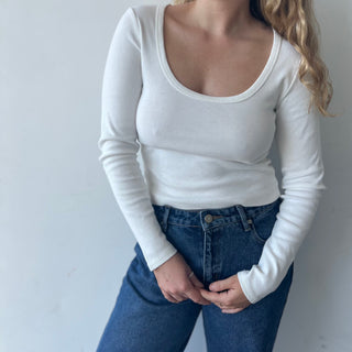 90s Icon Long Sleeve Scoop Neck - White Sand