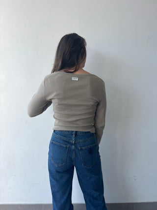 90s Icon Long Sleeve Scoop Neck - Dusty Olive