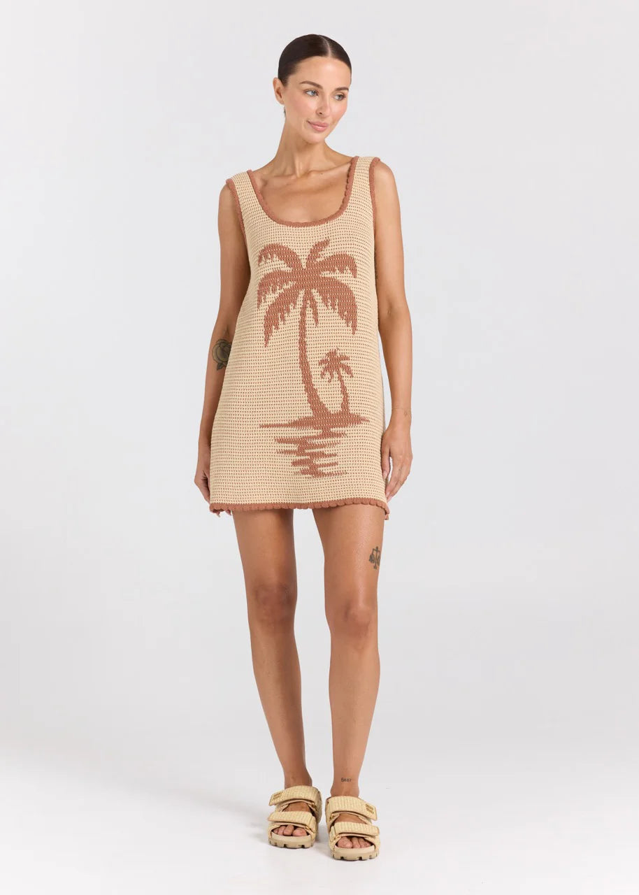 Palm Beach U Crochet Knit Dress - Sand - Dresses