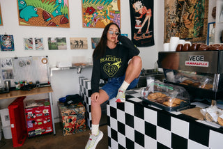 Power To The Peaceful Long Sleeve Tee - Vintage Black