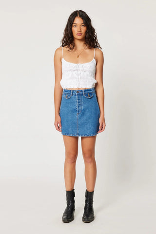 A Line Denim Mini Skirt - Lia - Denim skirt - Rollas - The Soho Movement