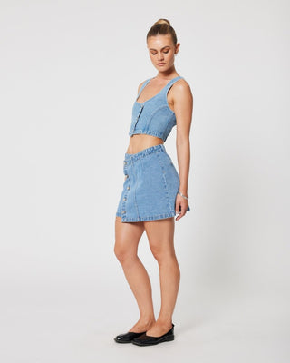 Aline Wrap Skirt Gigi - Mid Blue - Abrand - The Soho Movement