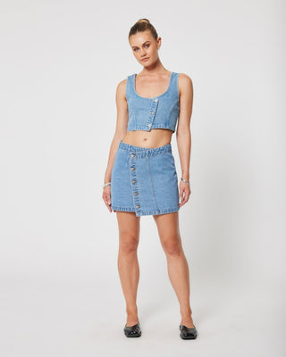 Aline Wrap Skirt Gigi - Mid Blue - Abrand - The Soho Movement