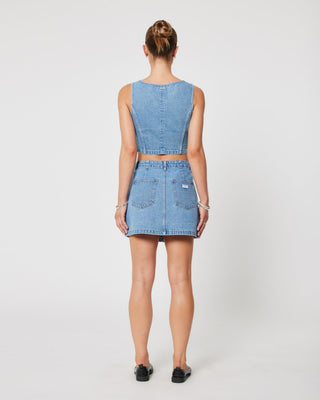 Aline Wrap Skirt Gigi - Mid Blue - Abrand - The Soho Movement