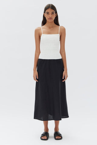 Aubrey Rouched Tank - White - Assembly Label - The Soho Movement