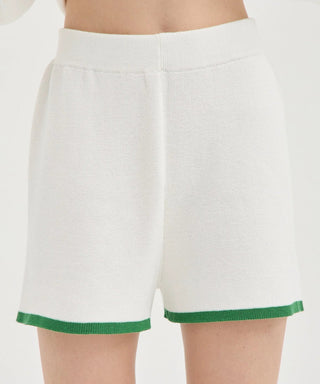 Contrast Knit Short - White/Green - Shorts - Holiday shop. - The Soho Movement