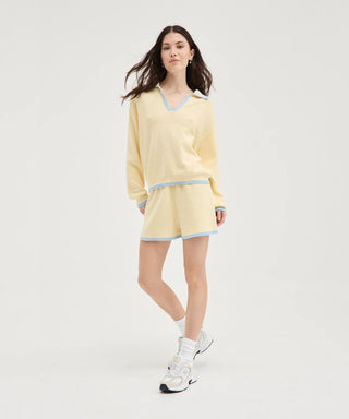 Contrast Knit Shorts - Butter/Blue - Shorts - Holiday shop. - The Soho Movement