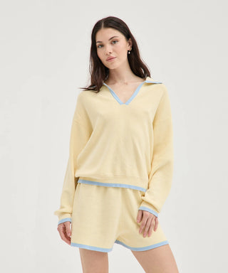 Contrast Knit Shorts - Butter/Blue - Shorts - Holiday shop. - The Soho Movement