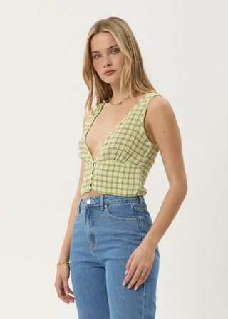 Darcy Check Button Top - Lemongrass Check - Tops - Afends - The Soho Movement
