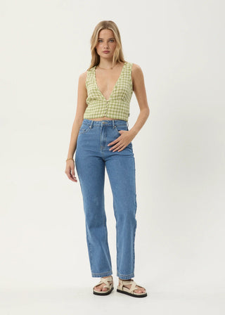 Darcy Check Button Top - Lemongrass Check - Tops - Afends - The Soho Movement