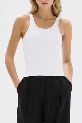 Drew Rib Tank - White - Tanks - Assembly Label - The Soho Movement