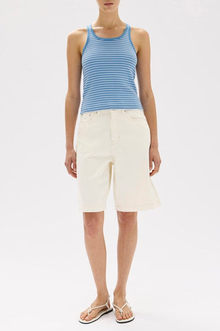 Drew Stripe Rib Tank - Bahama/White - Tanks - Assembly Label - The Soho Movement