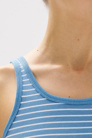 Drew Stripe Rib Tank - Bahama/White - Tanks - Assembly Label - The Soho Movement