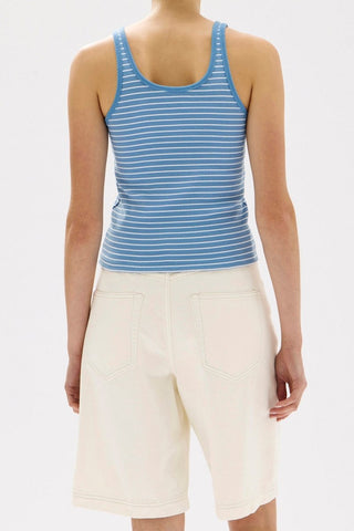 Drew Stripe Rib Tank - Bahama/White - Tanks - Assembly Label - The Soho Movement