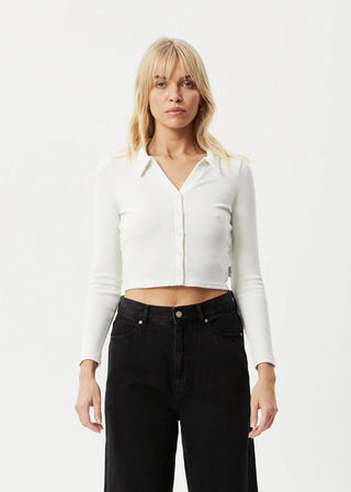 Eliza Rib Long Sleeve Shirt - Off White - Long sleeve tops - Afends - The Soho Movement