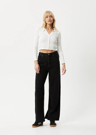 Eliza Rib Long Sleeve Shirt - Off White - Long sleeve tops - Afends - The Soho Movement