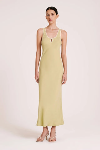 Enni Cupro Slip Dress - Lime - Nude Lucy - The Soho Movement