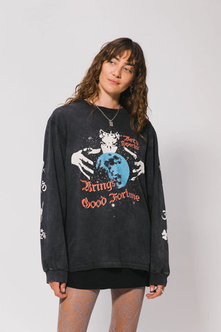Good Fortune Long Sleeve Tee - Black - Long sleeve tops - Something Very Special - The Soho Movement