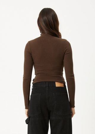 Iconic Long Sleeve Rib Top - Coffee - Long sleeve tops - Afends - The Soho Movement