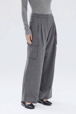 Isara Wool Cargo Pant - Charcoal Melange - Knitted pants - Assembly Label - The Soho Movement