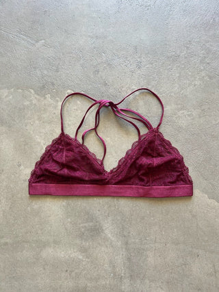 Lace Halter Bralette - Berry - The Soho Movement - The Soho Movement