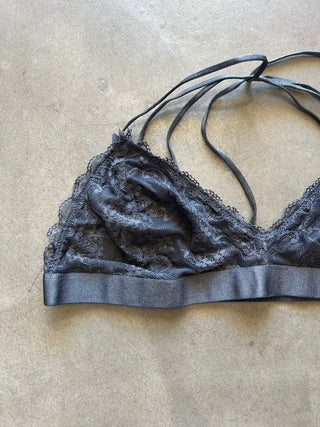 Lace Halter Bralette - Steel - The Soho Movement - The Soho Movement